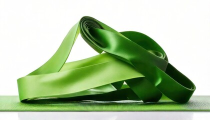 Abstract green ribbon art on white background, modern design.
