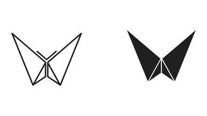 Simple origami butterfly design outline © hasina