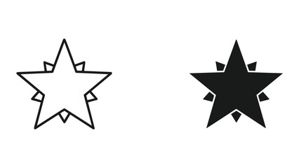 Simple black star icon set on white background