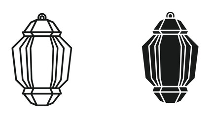 Simple black and white lantern illustration on white background © Creative