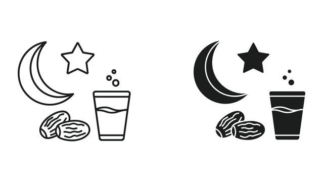 Ramadan fasting concept with dates and water