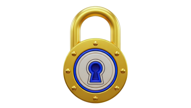 Golden Padlock with Blue Keyhole - Powered by Adobe