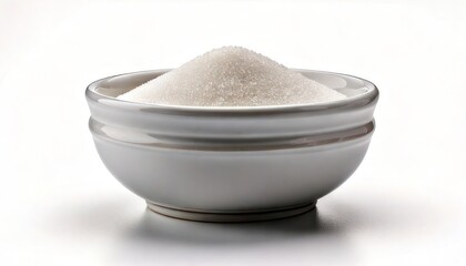 Bowl of White Powdered Substance on White Background.