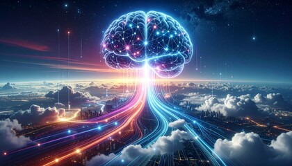 Brain Power - A Conceptual Illustration of Intelligence and Connectivity.