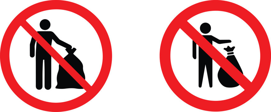 No littering or throwing trash sign with red circle and line