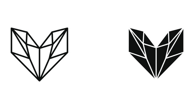 Geometric fox head logo design template