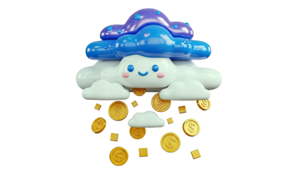 3D Cloud Raining Money