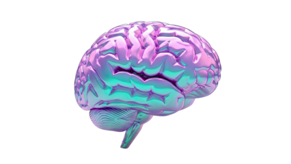 Holographic Chrome Brain Sculpture