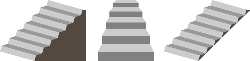 Isometric Staircase Steps Vector Illustration Set for Architecture Design.