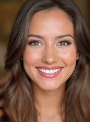Naklejka premium smiling woman with long brown hair