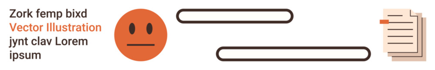 Fototapeta premium Communication, data entry, online forms, document processing, user interfaces, digital content creation. Neutral emotion with text bars and a document icon. Communication and data entry concepts