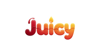 Obraz premium Juicy Fresh Fruit Text Design with Vibrant Red and Orange Drops