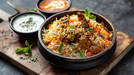 Beautifully presented biryani with perfectly cooked rice, vegetables, and meat