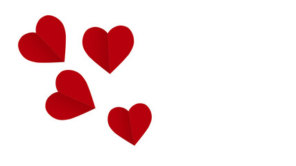 A single red heart on a transparent background. Valentine's Day paper cutout decoration.