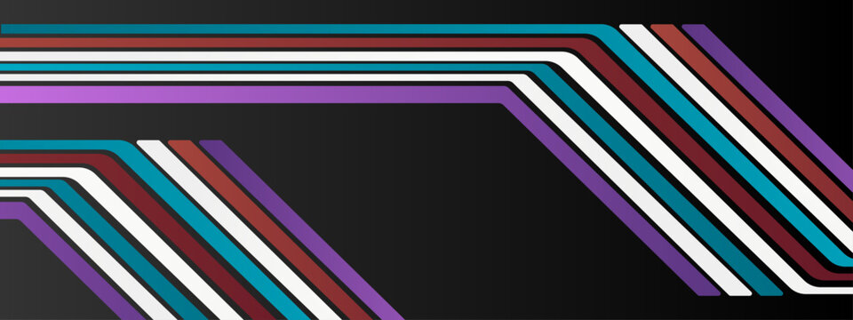 Horizontal and diagonal lines in various colors creating a retro tech aesthetic on a dark base