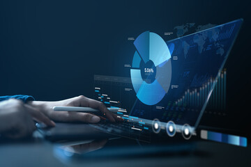 KPI performance analytics dashboard on digital screen, visualizing business metrics, data analysis, growth trends, and strategic insights for enterprise reporting and decision making.