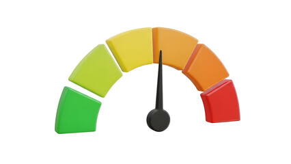 Colorful segmented speedometer gauge with needle segments