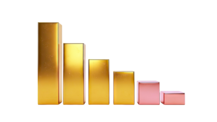 Golden and Copper Bars Representing a Downward Trend