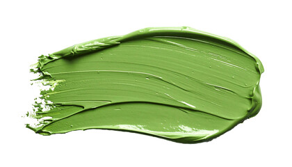 textured abstract olive color paint stroke isolated on transparent background, png