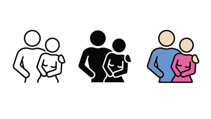 A set of colorful icons depicting a couple standing together in unity and love