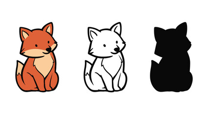 Three cartoon foxes in different colors on a white background