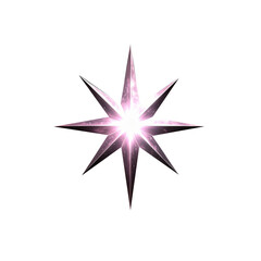 luminous glowing Cristmas star isolated on transparent background png