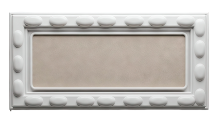 Ornate White Rectangular Frame with Pebbled Beige Insert