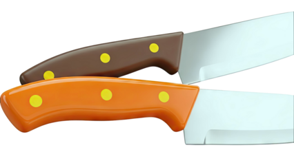 Two Chef Knives with Colorful Handles