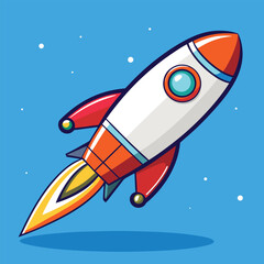 cartoon rocket in space vector