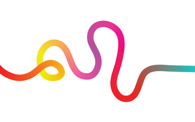 Obraz premium Vibrant multicolored wavy line art on white background