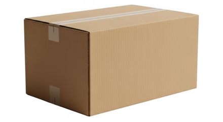 3d simple cardboard box isolated on transparent background