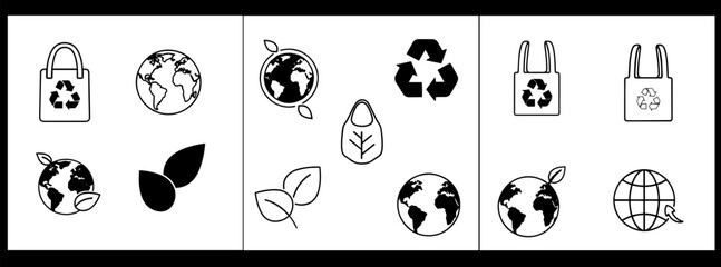 Environmental vector icons set eco friendly symbols for conservation and sustainability