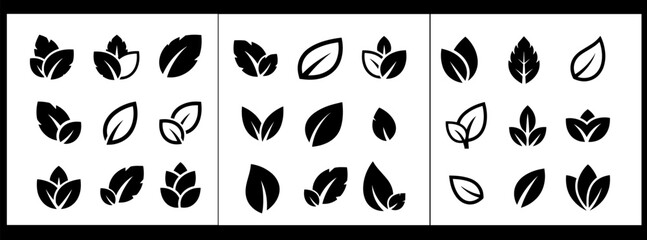 Environmental vector icons set eco friendly leaves and nature symbols