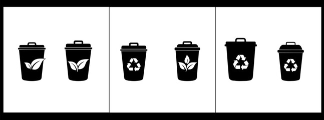 Environmental vector icons of eco friendly bottles and recycling symbols