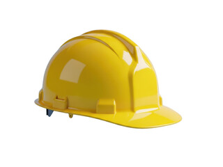Fototapeta premium Yellow hard hat for construction safety, industrial protective headgear, glossy plastic safety helmet for site workers and engineers