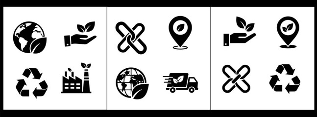 Environmental vector icons set for eco friendly and sustainable concepts