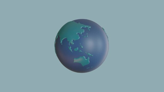 The Earth in 3D Concept, Earth's rotation Animation	