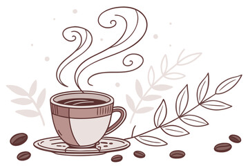 Hot Coffee Winter Illustration  Flat Vector  White (2) Vector Icon Illustration