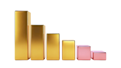 Golden and Copper Bars Chart Showing Decline