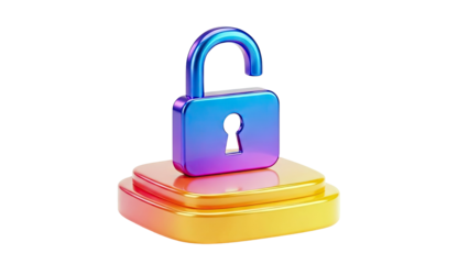 Open padlock icon on pedestal