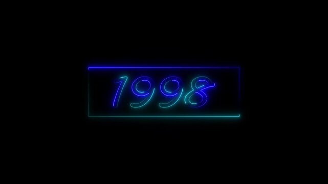 Neon text calendar 1995 Sal animation, glowing neon icon animation .Seamless looping video