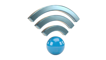 3D Blue Wi-Fi Signal Icon with Sphere