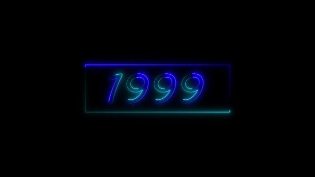 Neon text calendar 1995 Sal animation, glowing neon icon animation .Seamless looping video