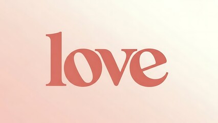 Salmon colored love text on pinkish white background