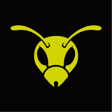 A stylized yellow wasp head logo against a black background, featuring prominent antennae and large eyes.