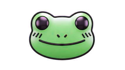 3D Rendering of a Cute Green Frog Face Icon
