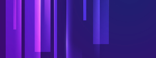 Elegant purple and blue composition with vertical light bars and geometric rectangular overlays