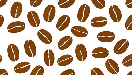 Obraz premium A simple, seamless repeating pattern of stylized, brown coffee beans on a white background, creating a textured look