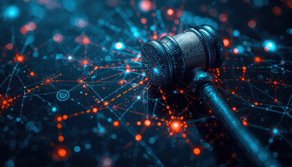 Gavel network blockchain justice digital regulation pulsating nodes