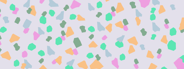 Fototapeta premium Minimalist terrazzo pattern featuring soft pastel colored stone shapes on grey